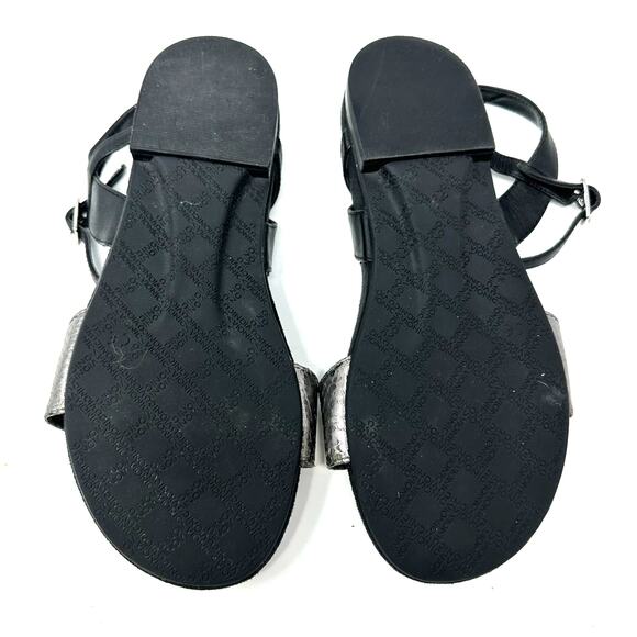 Vionic Size 8 Sandals Black Silver Flat Strappy Adjustable‎ Width Summer Beach - Picture 8 of 9